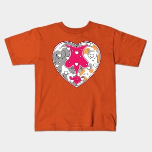 Calico Cat Love Couple Kids T-Shirt